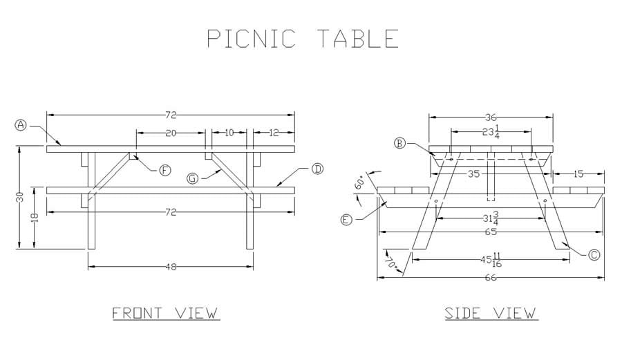 21 Wooden Picnic Tables: Plans and Instructions  Guide Patterns