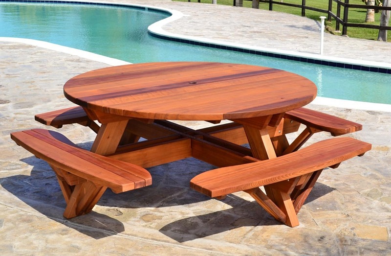 how to make a round wood picnic table | Quick Woodworking ...