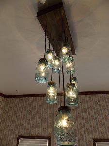 Blue Mason Jar Chandelier