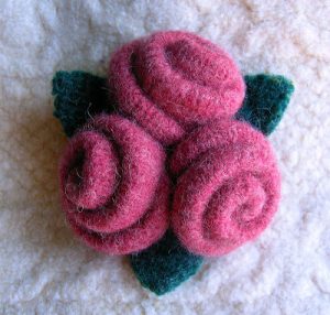 Felted Wool Flowers Brooch