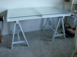 Glass Sawhorse Desk