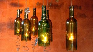 Hanging Wine Bottle Candle Holders