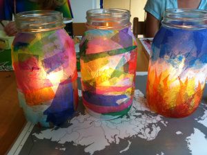Mason Jar Lanterns with Tissue Paper
