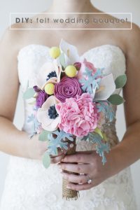 Turquoise Felt Flower Wedding Bouquet