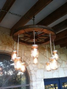 Wagon Wheel Mason Jar Chandelier