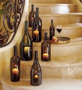 Candle Holders Made Of Wine Bottles