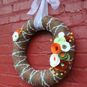 Yarn Wreath With Felt Flowers