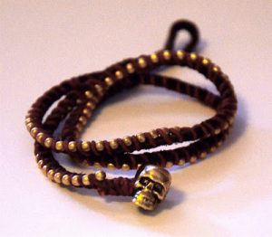 Leather Wrap Skull Bracelet