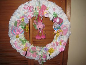 Baby Shower Wreath Gifts Made from Diapers