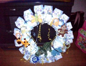 Baby Shower Wreath Gift to be Made with Diapers
