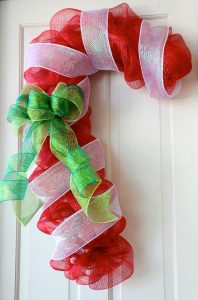 Candy Cane Mesh Wreath