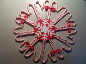Candy Cane Wreath with Snowflake