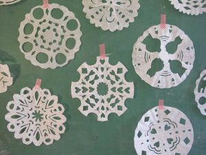 DIY Coffee Filter Snowflakes