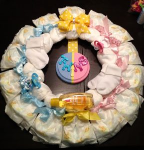 Diaper Wreath for Twins