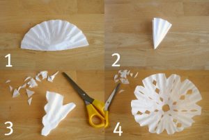 Making Coffee Filter Snowflake