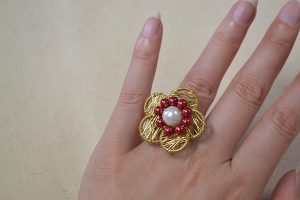 Wire Wrapped Pearl Ring