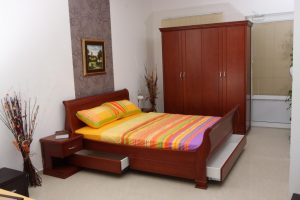 Wooden Bed Frame with Drawers