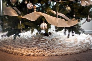 Burlap and Lace Christmas Tree Skirt