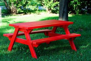 Painted Wooden Picnic Table