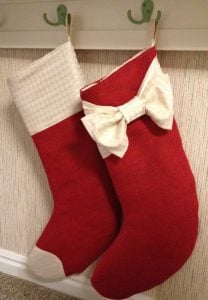 Red Burlap Christmas Stockings