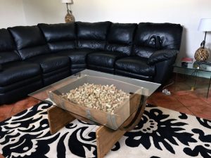 Glass Top Barrel Coffee Table