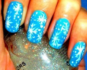 Simple Snowflakes Nail Art