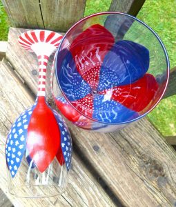 4th of July Painted Wine Glasses