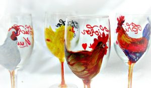 Funky Hand Painted Wine Glasses