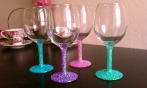 Glitter Painted Wine Glasses