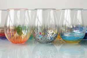 Hand Painted Stemless Wine Glasses