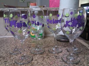 Hand Painted Wine Glasses for Bridesmaids