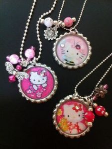Hello Kitty Bottle Cap Necklaces