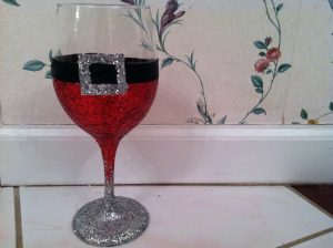 Painted Wine Glasses Santa