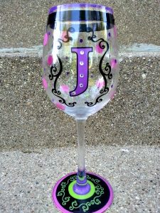 Painted Wine Glasses with Initials