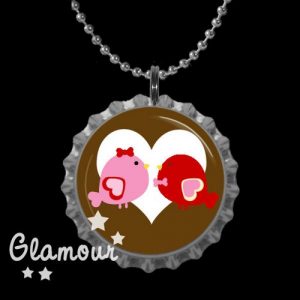 Valentine Bottle Cap Necklace