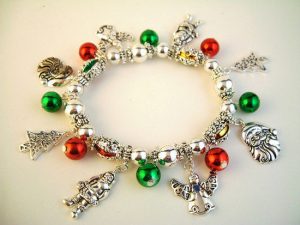 Christmas Safety Pin Charm Bracelet