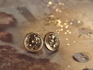 Gold Button Earrings