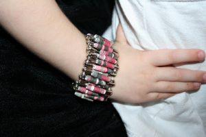 Paper Bead Safety Pin Bracelet