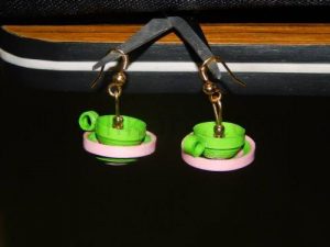 Quilling Earrings Cup and Saucer