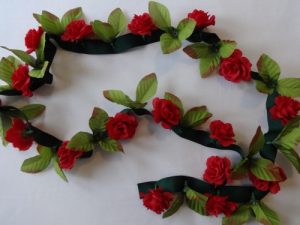 Rose and Leaf Garland on Ribbon