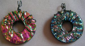 Wire Wrapped Dichroic Glass Pendants