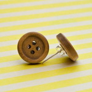 Wooden Button Earrings