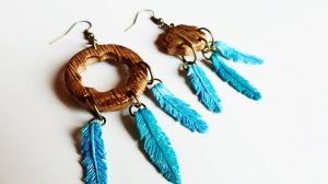 Polymer Clay Feather Earrings