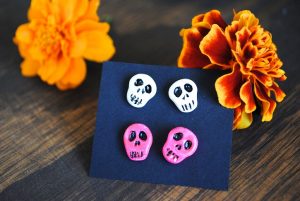 Polymer Clay Skull Earrings