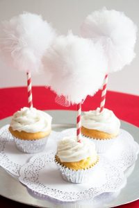 Tulle Pom Pom Cupcake Toppers