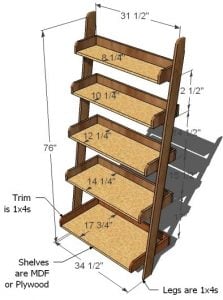 Ladder Bookshelf Plan