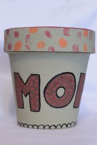Painted Clay Flower Pot