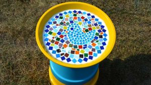 Painted Flower Pot Bird Bath