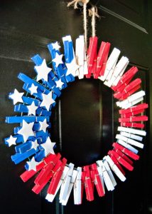 Clothespin Wreath Red White and Blue