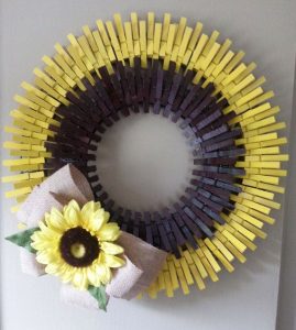 Clothespin Wreath Sunflower
